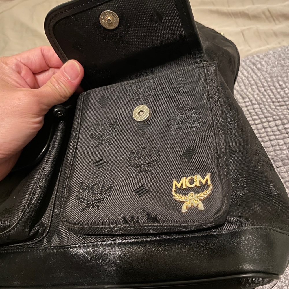 MCM Black Monogram Backpack with Gold-Tone Hardware - Picture 3 of 13